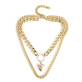 2020 New Fashion Gothic Gold Open Heart Locket Clavicle Chain Pendant Memory Choker Necklace Gift Statement Necklace