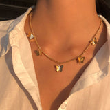 Gold Chain Butterfly Pendant Choker Necklace Women Statement Collares Bohemian Beach Jewelry Gift Collier Cheap