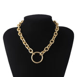 SHIXIN Hip Hop Thick Link Chain Necklace With Big Circle Pendant Necklace for Men/Women Short Chunky Choker Necklace Colar Gifts