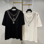 2020 Sequin Women T Shirt Chain Diamond Picture Shiny Round Collar Short Sleeve T-shirt